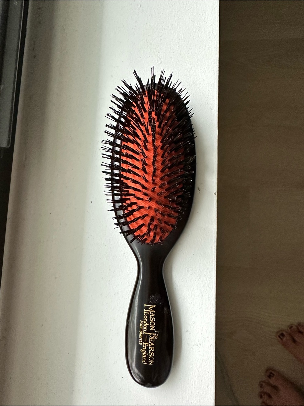 Pearson Black Handle Hair Brush with Red Cushion